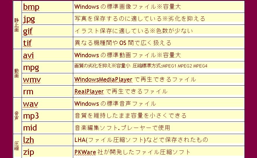 �g���q�ꗗ